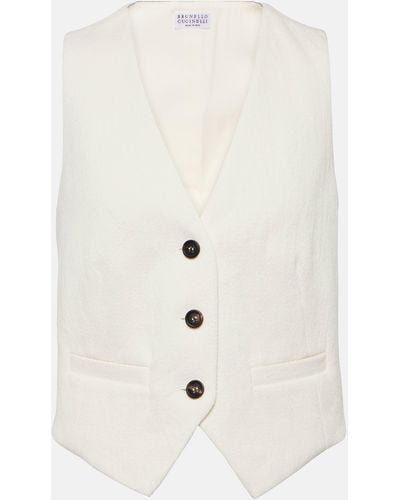 Brunello Cucinelli Cotton And Linen Vest - White