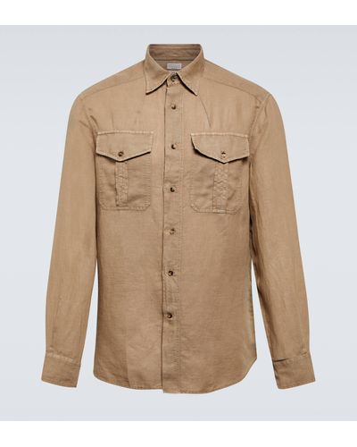 Brunello Cucinelli Linen And Cotton Shirt - Natural