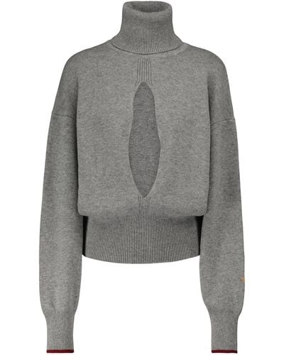 Victoria Beckham Cutout Cashmere-blend Knit Sweater - Grey