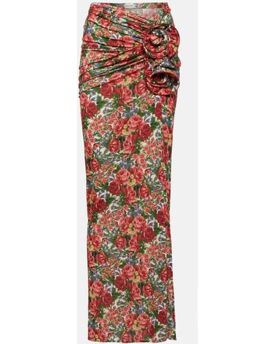 Magda Butrym Floral-applique Printed Maxi Skirt - Red