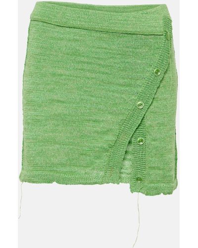Acne Studios Linen-blend Miniskirt - Green