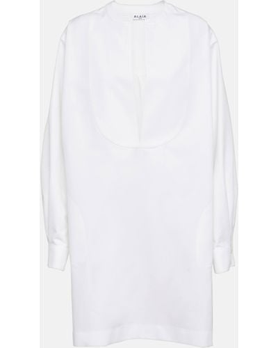Alaïa Cotton Poplin Minidress - White