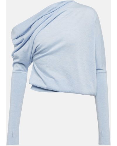 Tom Ford Cashmere And Silk Asymmetrical Sweater - Blue