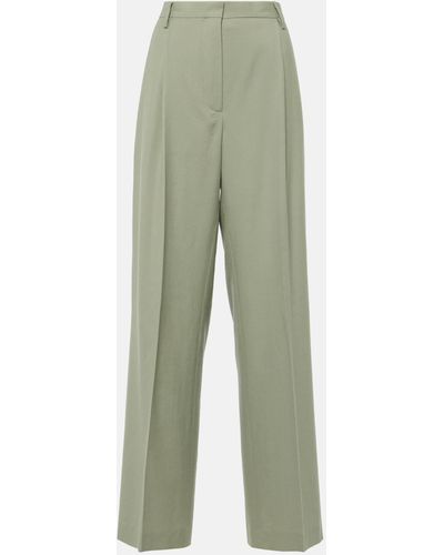 Dries Van Noten Mid-rise Wool Straight Pants - Green