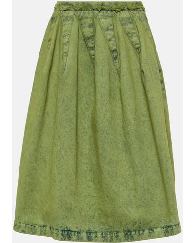 Marni Pleated Denim Midi Skirt - Green