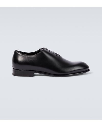 Zegna Vienna Leather Oxford Shoes - Black