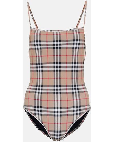 Burberry Checked Swimsuit - Natural