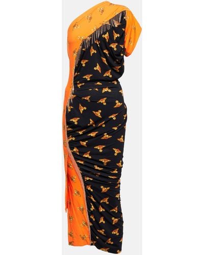 Vivienne Westwood Andalouse Graphic-print One-shoulder Dress - Orange