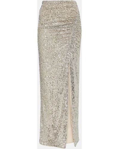 Self-Portrait Sequined High-rise Maxi Skirt - Natural