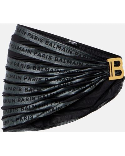 Balmain Logo Striped Beach Cover-up - Black