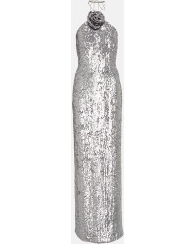 Magda Butrym Floral-applique Sequined Gown - White