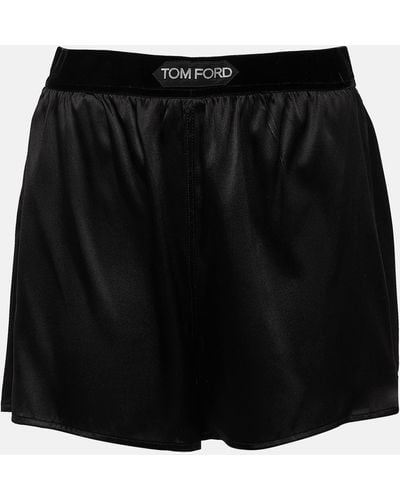 Tom Ford Logo Silk-blend Satin Boxers - Black
