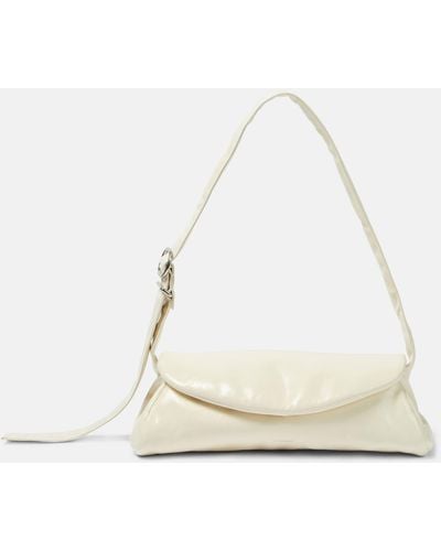 Jil Sander Cannolo Leather Shoulder Bag - White