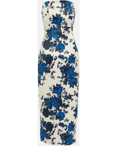 Emilia Wickstead Yulie Floral-print Slim-fit Woven Maxi Dress - Blue