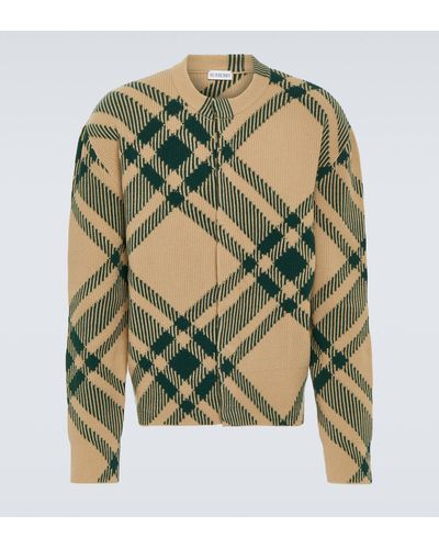 Burberry Check Wool-blend Cardigan - Green