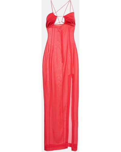 Nensi Dojaka Asymmetrical Cutout Maxi Dress - Red