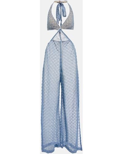 Missoni Zig-zag Knit Halterneck Jumpsuit - Blue