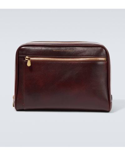 Brunello Cucinelli Leather Toiletry Bag - Brown