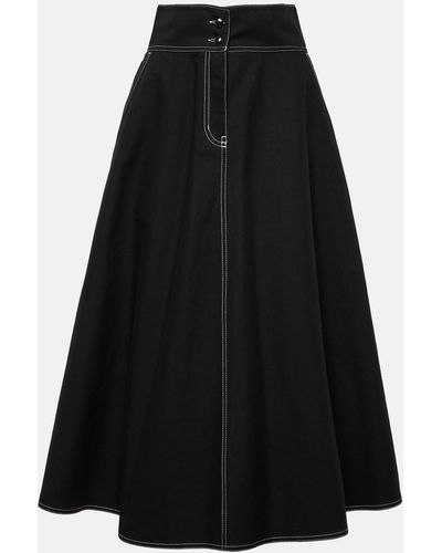 Max Mara Yamato High-rise Cotton And Linen-blend Midi Skirt - Black
