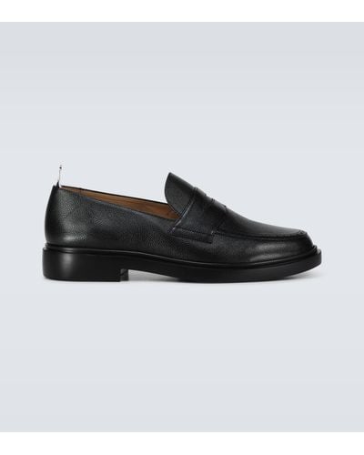 Thom Browne Grained Leather Penny Loafers - Black