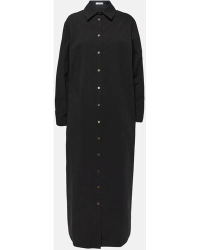 The Row Izumi Oversized Cotton Poplin Shirt Dress - Black