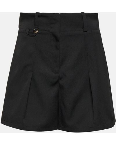 Jacquemus Le Short Bari Pleated Wool Shorts - Black