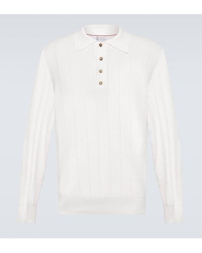 Brunello Cucinelli Cotton Polo Sweater - White