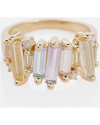 Suzanne Kalan Pastel Rainbow 14kt Gold Ring With Diamonds - White