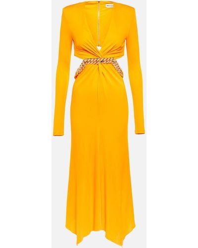 Rebecca Vallance Phoenix Cutout Jersey Midi Dress - Yellow