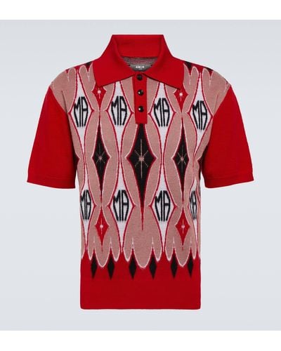 Amiri Argyle Wool Short-sleeve Polo Shirt - Red