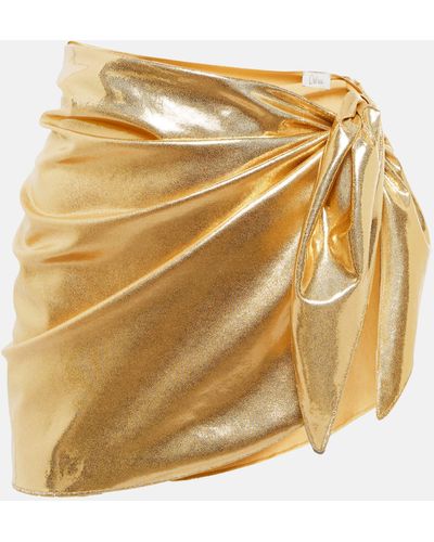 Oséree Oseree Laminated Wrap Miniskirt - Metallic