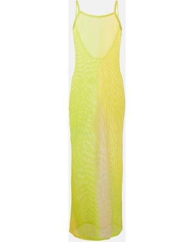 Acne Studios Etika Cotton Mesh Maxi Dress - Yellow