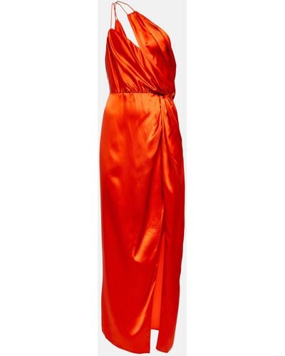 The Sei One-shoulder Silk Midi Dress - Red