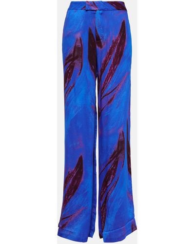 Louisa Ballou Printed Wide-leg Pants - Blue
