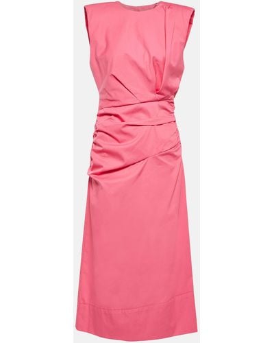 Dorothee Schumacher Ruched Cotton Midi Dress - Pink