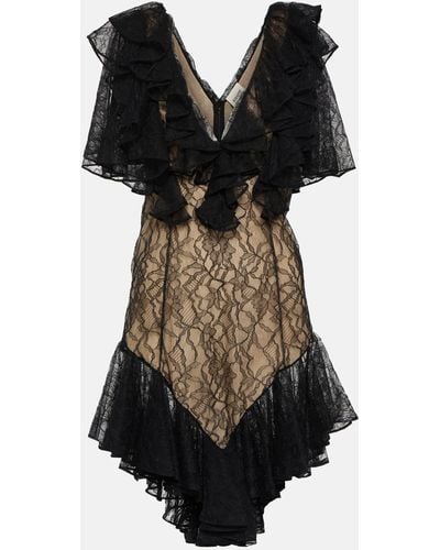 Khaite Eyona Chantilly Lace Minidress - Black