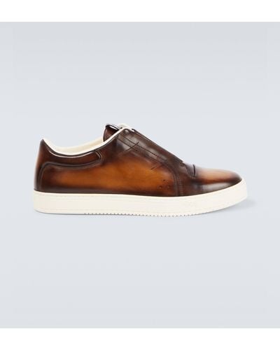 Berluti Playtime Leather Slip-on Shoes - Brown