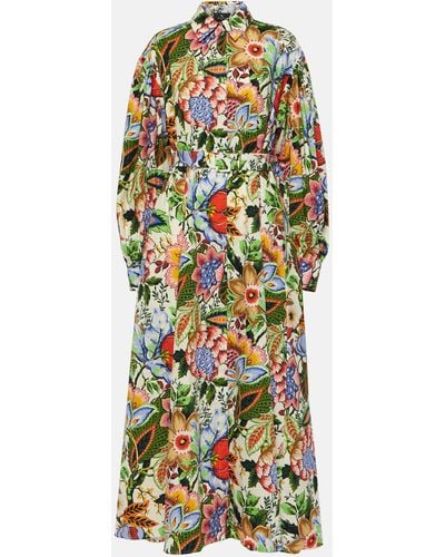 Etro Floral Cotton Midi Shirt Dress - Multicolour