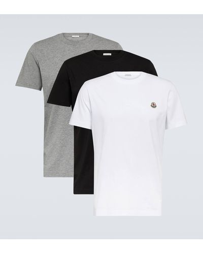 Moncler Set Of 3 Cotton T-shirts - Black