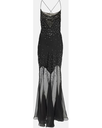 Rabanne Embellished Chiffon Maxi Dress - Black