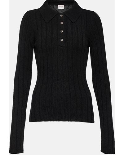 Khaite Hans Ribbed-knit Cashmere Sweater - Black