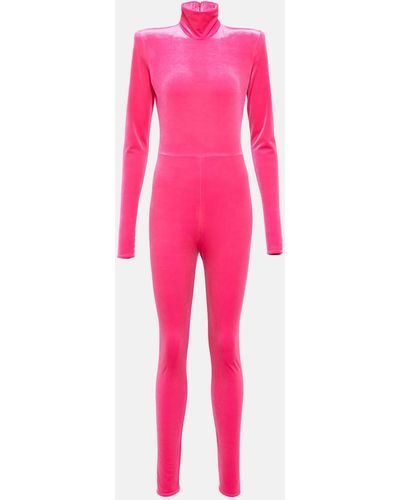 Alexandre Vauthier Turtleneck Velvet Jumpsuit - Pink
