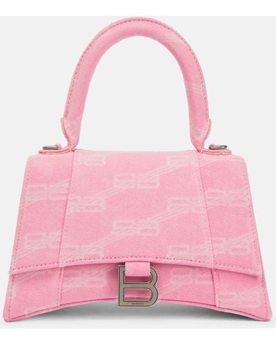 Balenciaga Hourglass Denim Crossbody Bag - Pink