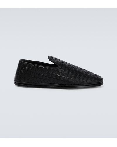 Bottega Veneta Intrecciato Leather Loafers - Black