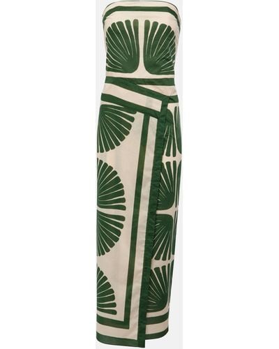 Johanna Ortiz Printed Strapless Cotton Maxi Dress - Green