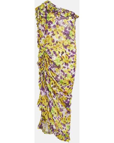 Dries Van Noten Ruffle-trimmed Floral Satin Midi Dress - Multicolour