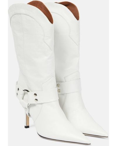 Paris Texas June Leather Mid-calf Boots - White