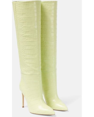 Paris Texas Croc-embossed Leather Knee-high Boots - Green