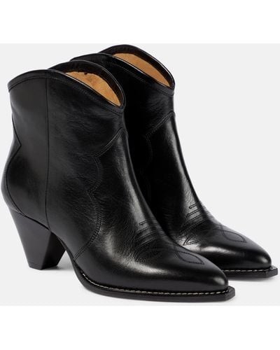 Isabel Marant Darizo Leather Ankle Boots - Black