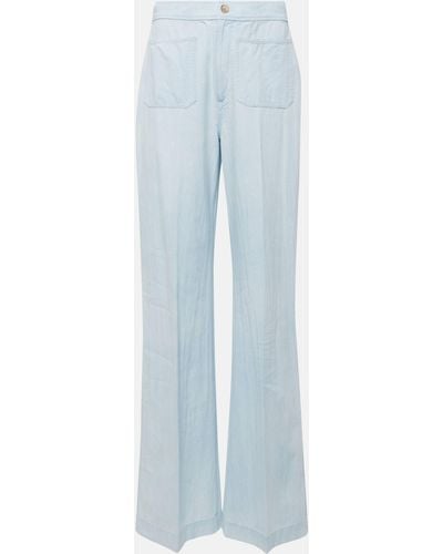 Polo Ralph Lauren Cotton Chambray Wide-leg Pants - Blue